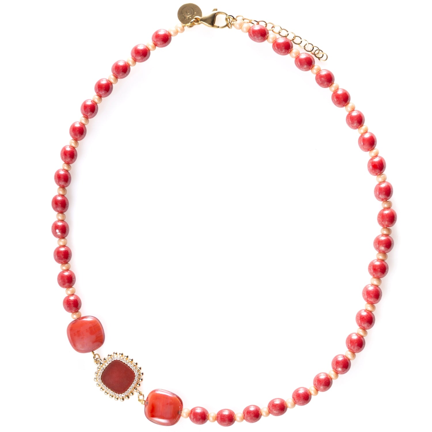 Murano glass jewelry handcrafted in Venice Italy – Bloom Collection necklace and earrings in green and natural tones