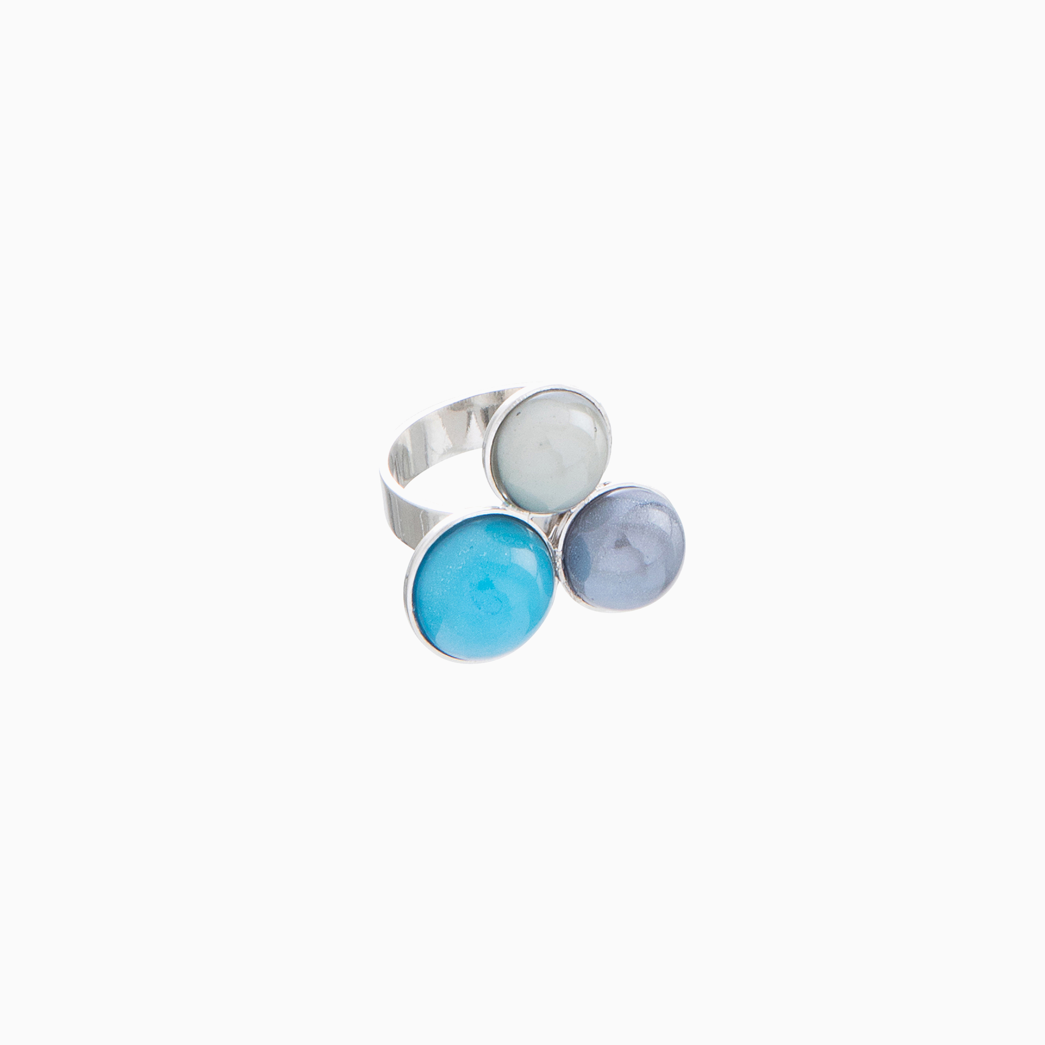 Audrey Ring, Murano glass with Rhodium Finish over Brass, Made in Italy – Audrey Collection