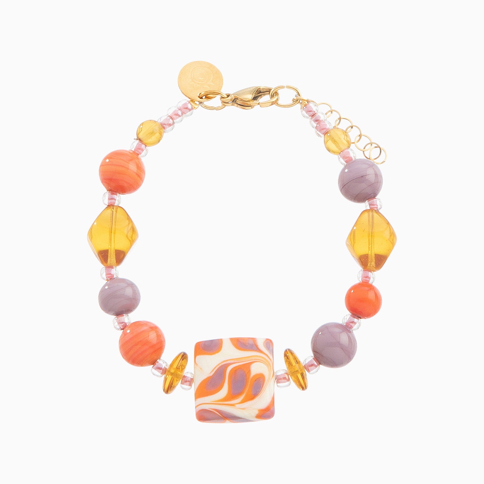 Coral Bay Bracelet, Murano glass with 18KT Gold Finish over Brass, Made in Italy – Coral Bay Collection