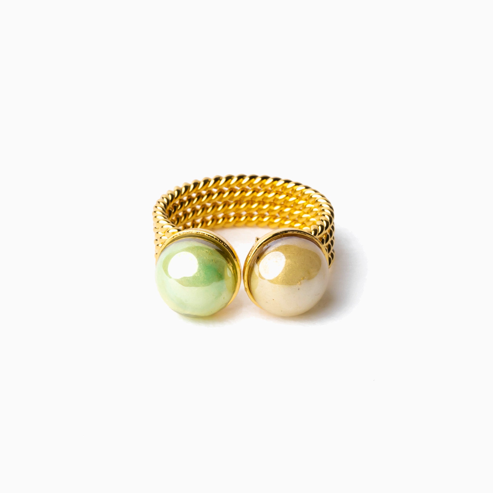 Drop Ring, Murano glass with 18KT Gold Finish over Brass, Made in Italy – Drop Collection