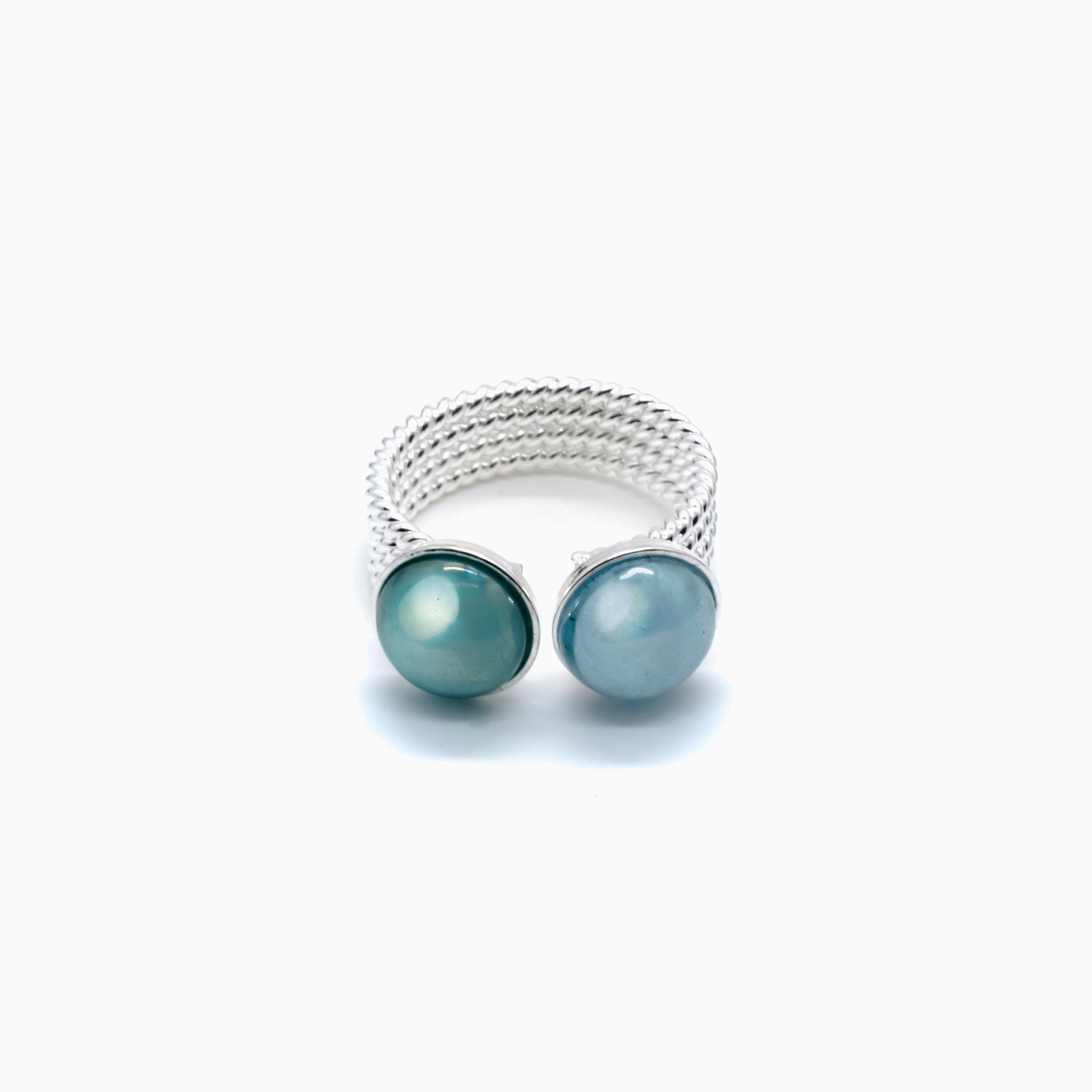 Drop Ring, Murano glass with Rhodium Finish over Brass, Made in Italy – Drop Collection