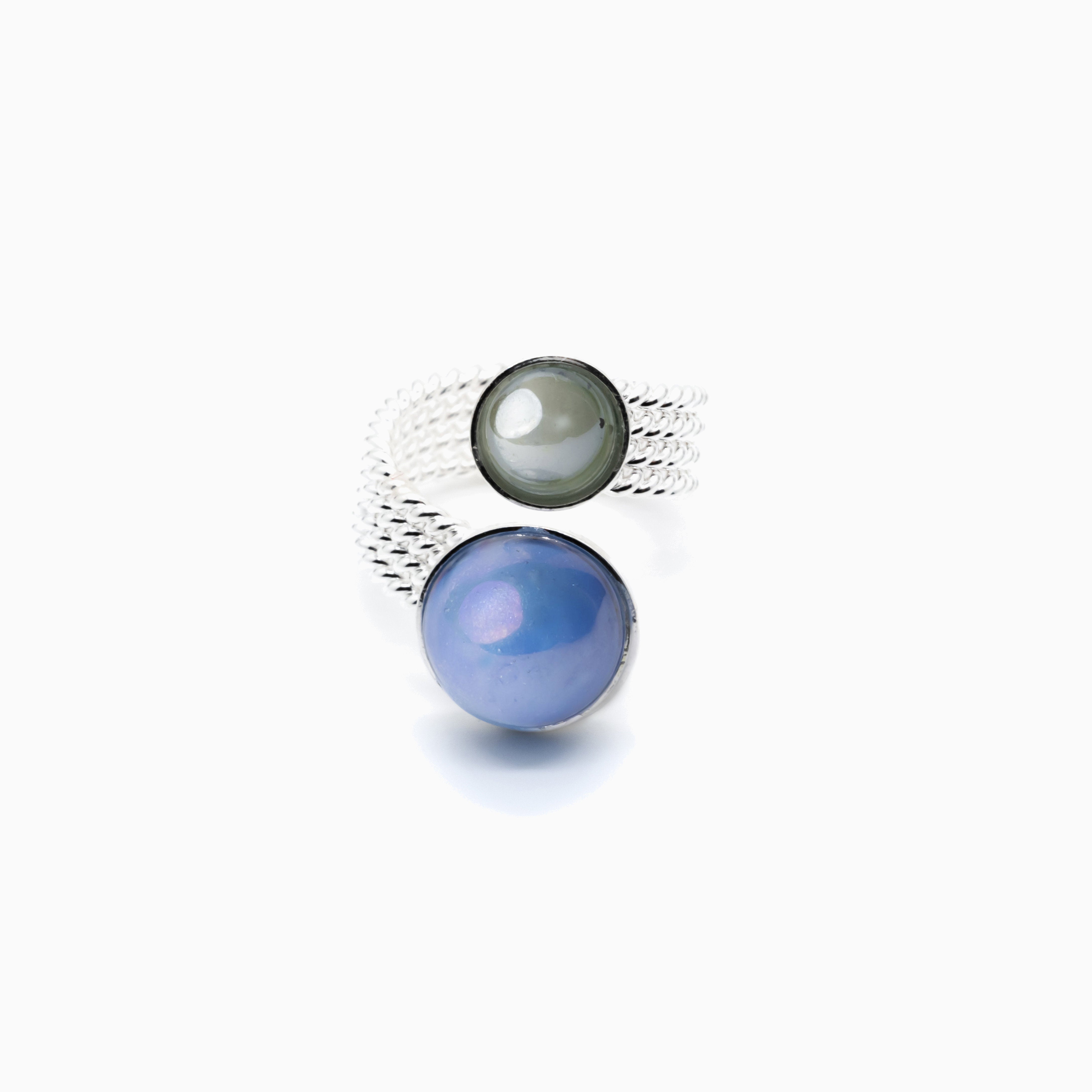 Drop Ring, Murano glass with Rhodium Finish over Brass, Made in Italy – Drop Collection