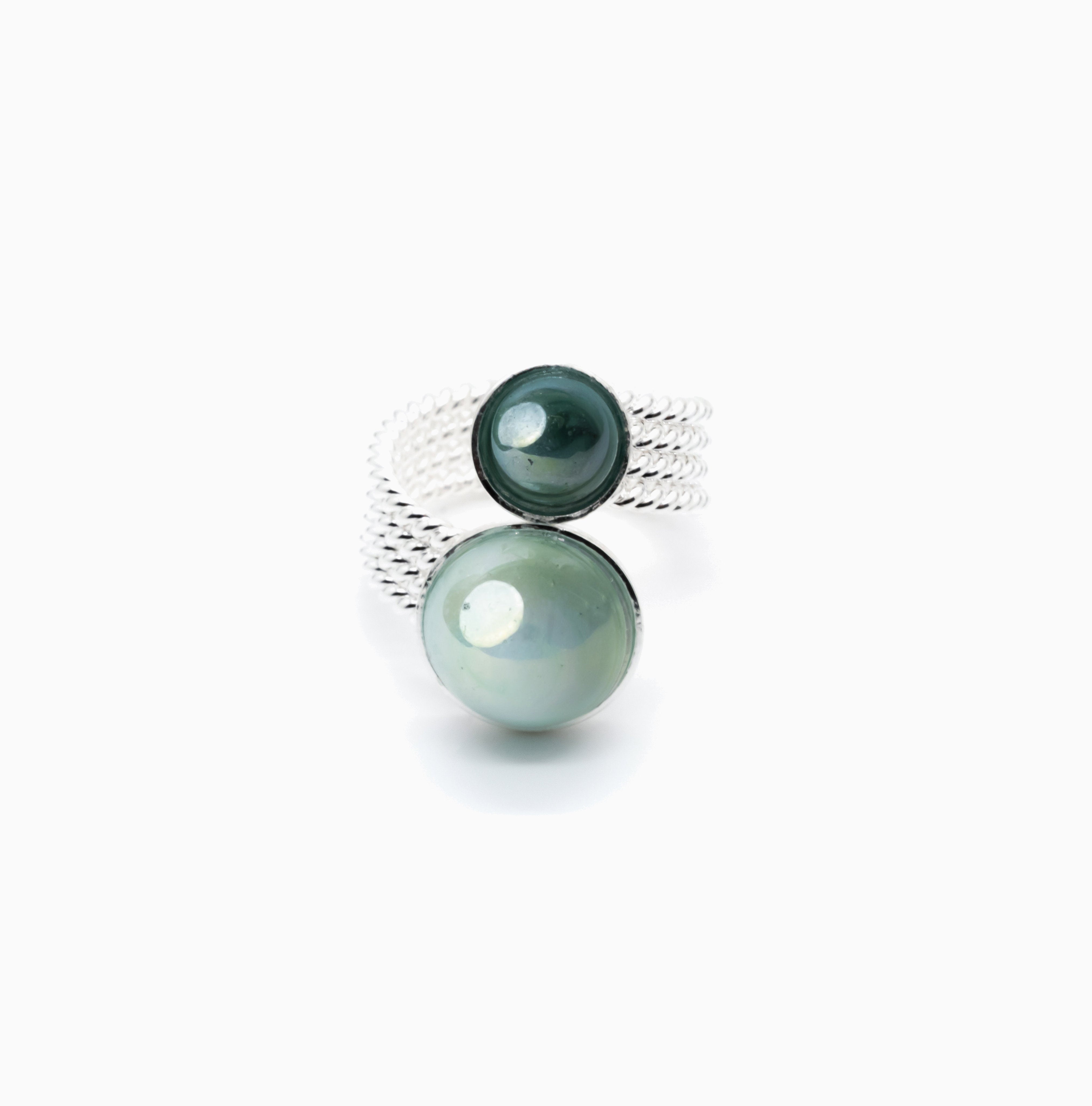 Drop Ring, Murano glass with Rhodium Finish over Brass, Made in Italy – Drop Collection