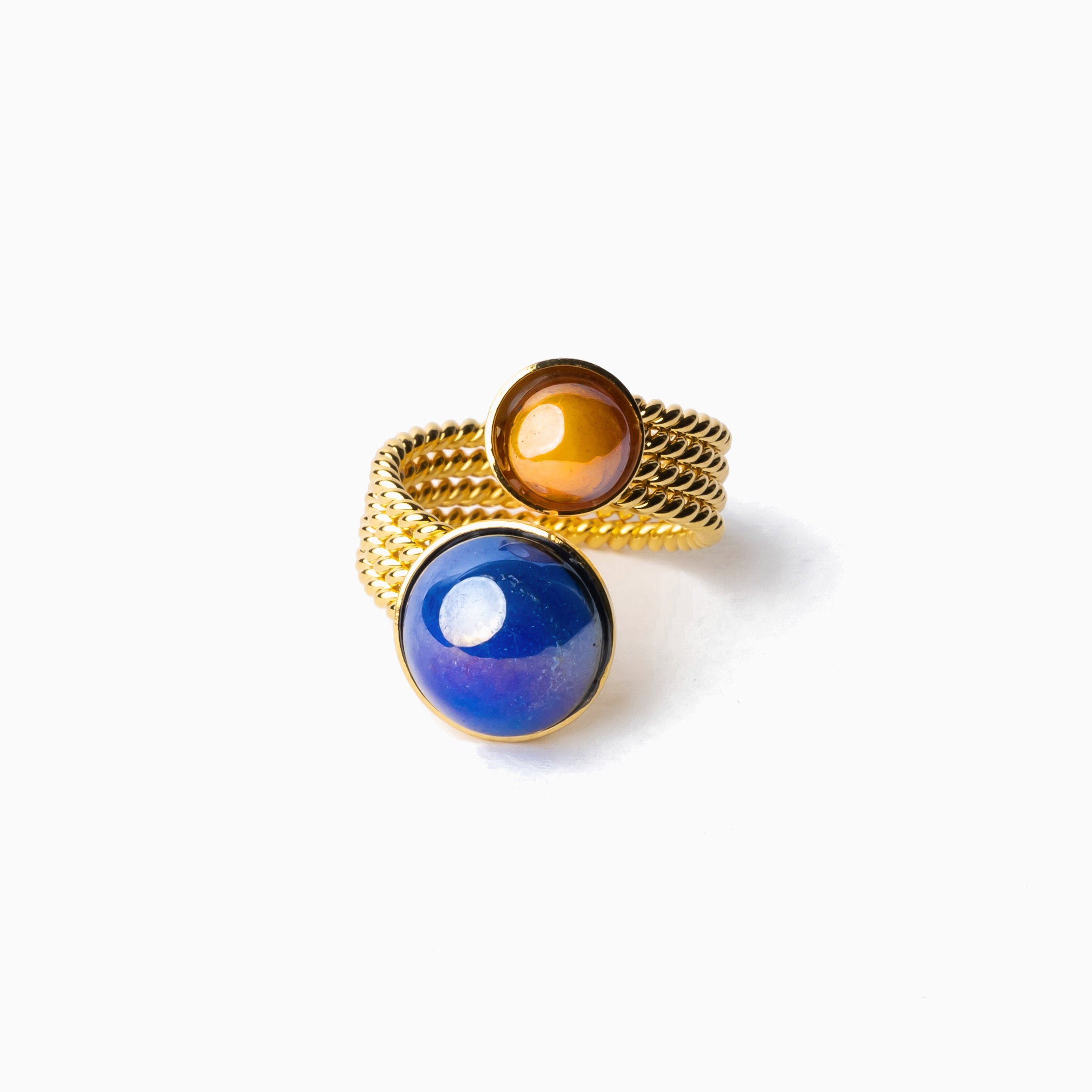 Drop Ring, Murano glass with 18KT Gold Finish over Brass, Made in Italy – Drop Collection