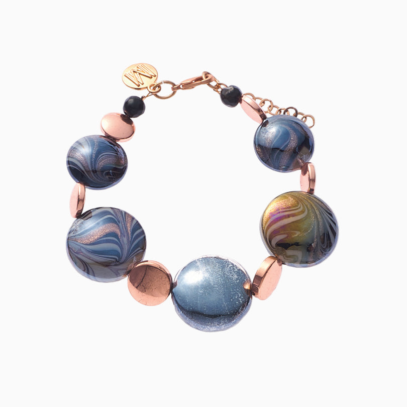 Atena Bracelet, Murano glass with Gold Finish over Steel, Made in Italy – Atena Collection