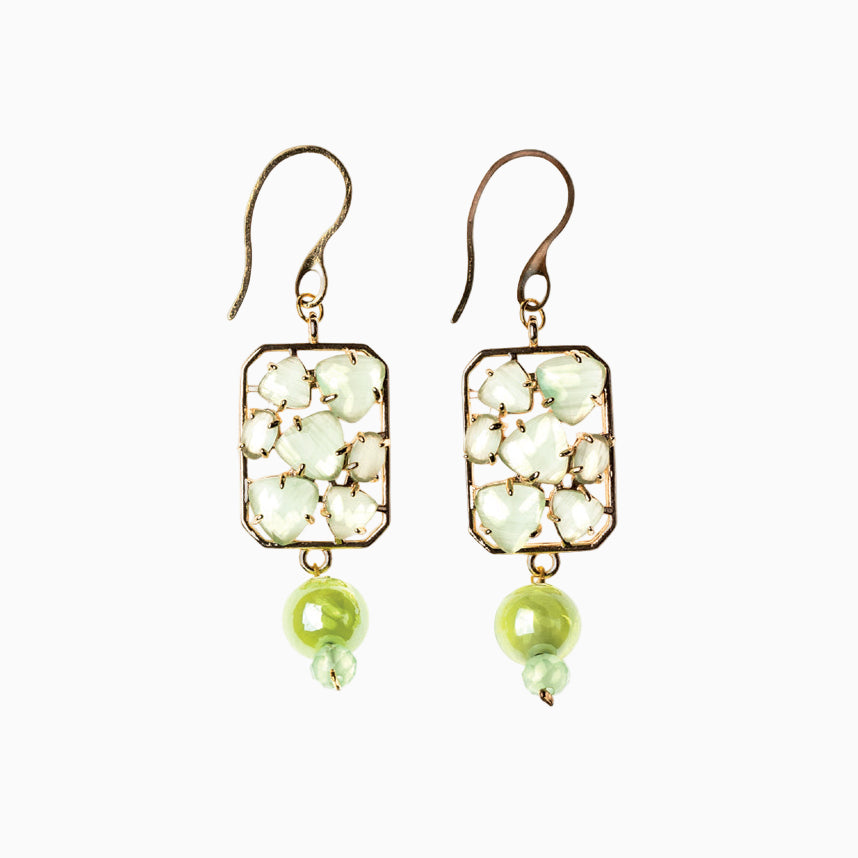 Zefiro Earrings, Murano glass with 18KT Gold Finish over Brass and Stainless Steel, Made in Italy – Zefiro Collection