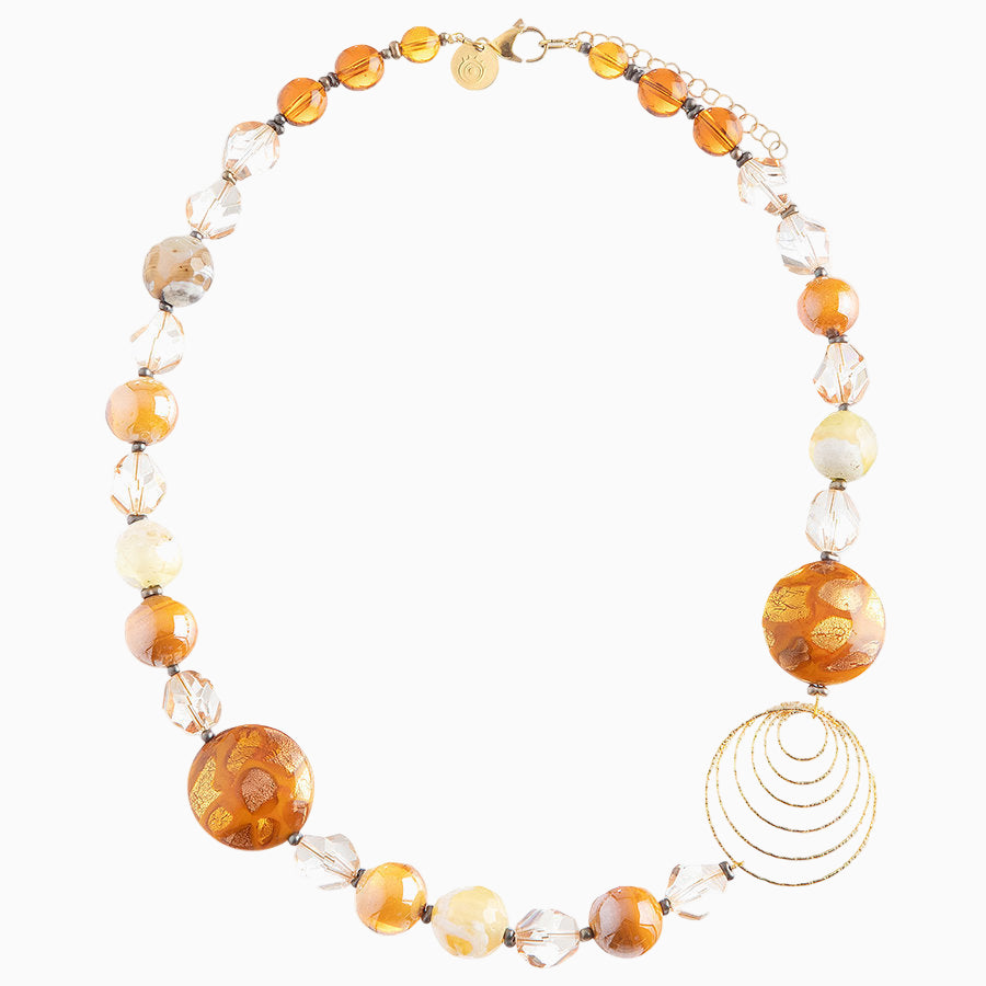 Aura Necklace Collier, Murano glass with 18KT Gold Finish over Bronze, Made in Italy – Aura Collection