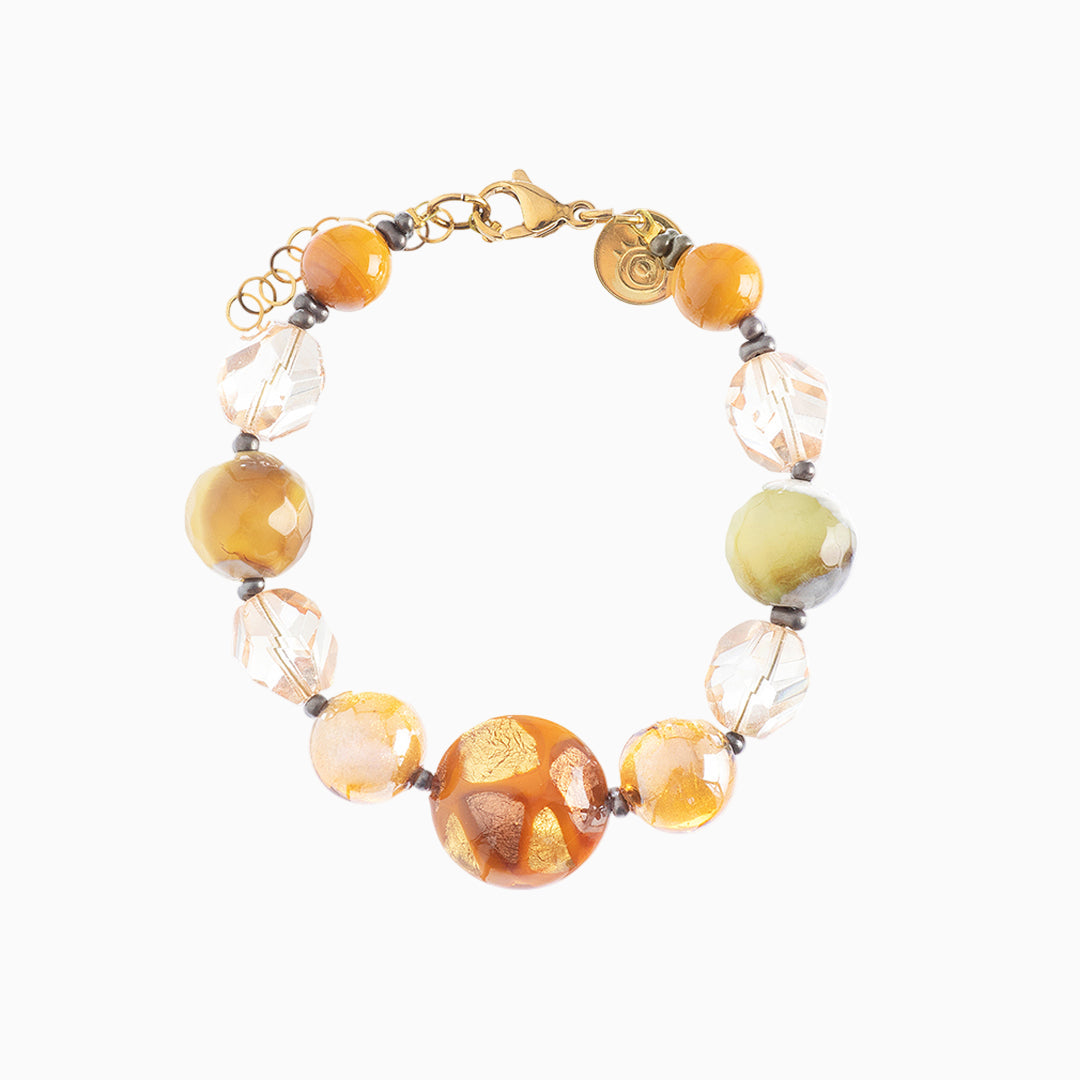 Aura Bracelet, Murano glass with 18KT Gold Finish over Steel, Made in Italy – Aura Collection