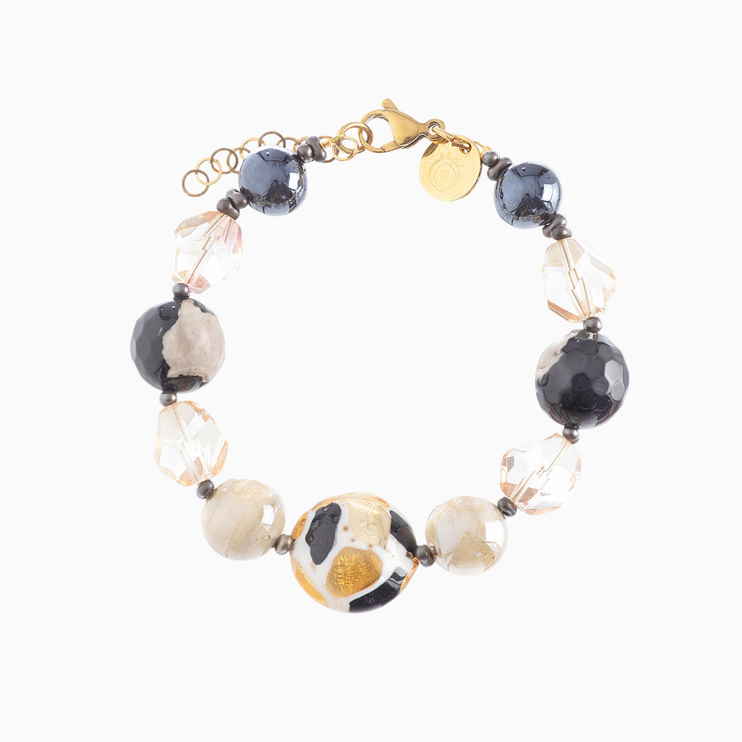 Aura Bracelet, Murano glass with 18KT Gold Finish over Stainless Steel, Made in Italy – Aura Collection