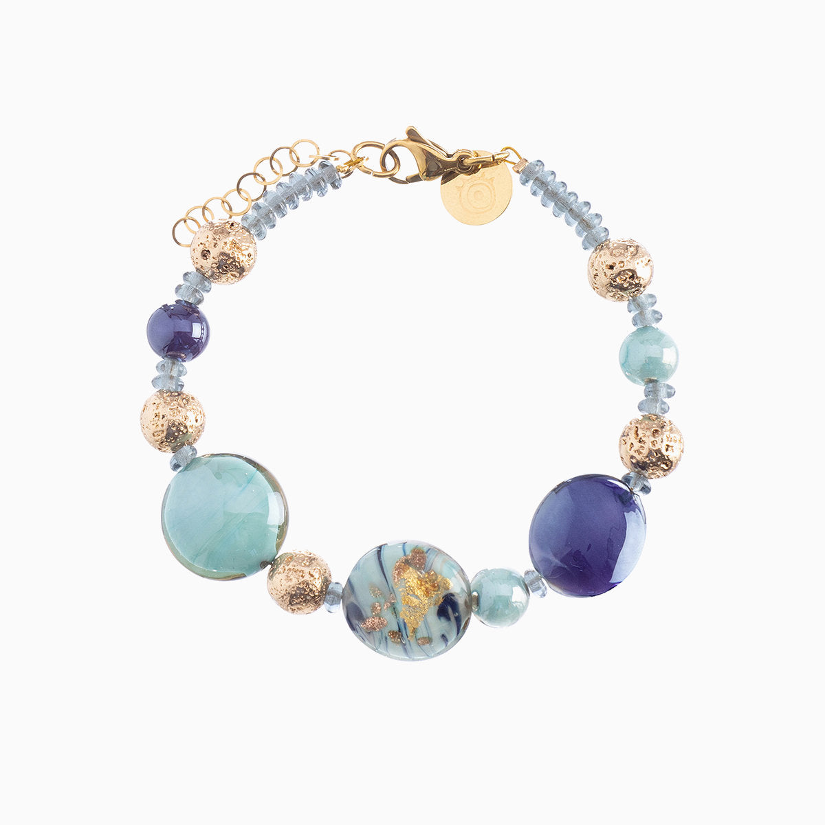 Gaia Bracelet, Murano glass with 18KT Gold Finish over Stainless Steel, Made in Italy – Gaia Collection