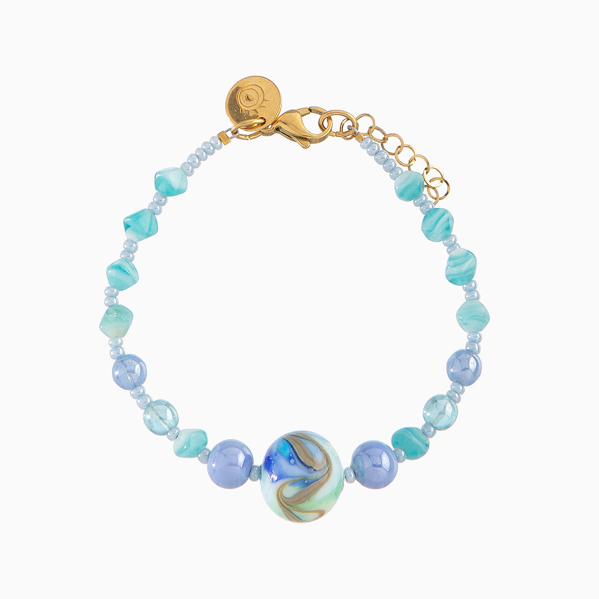 Malika Bracelet, Murano glass with 18KT Gold Finish over Brass, Made in Italy – Malika Collection