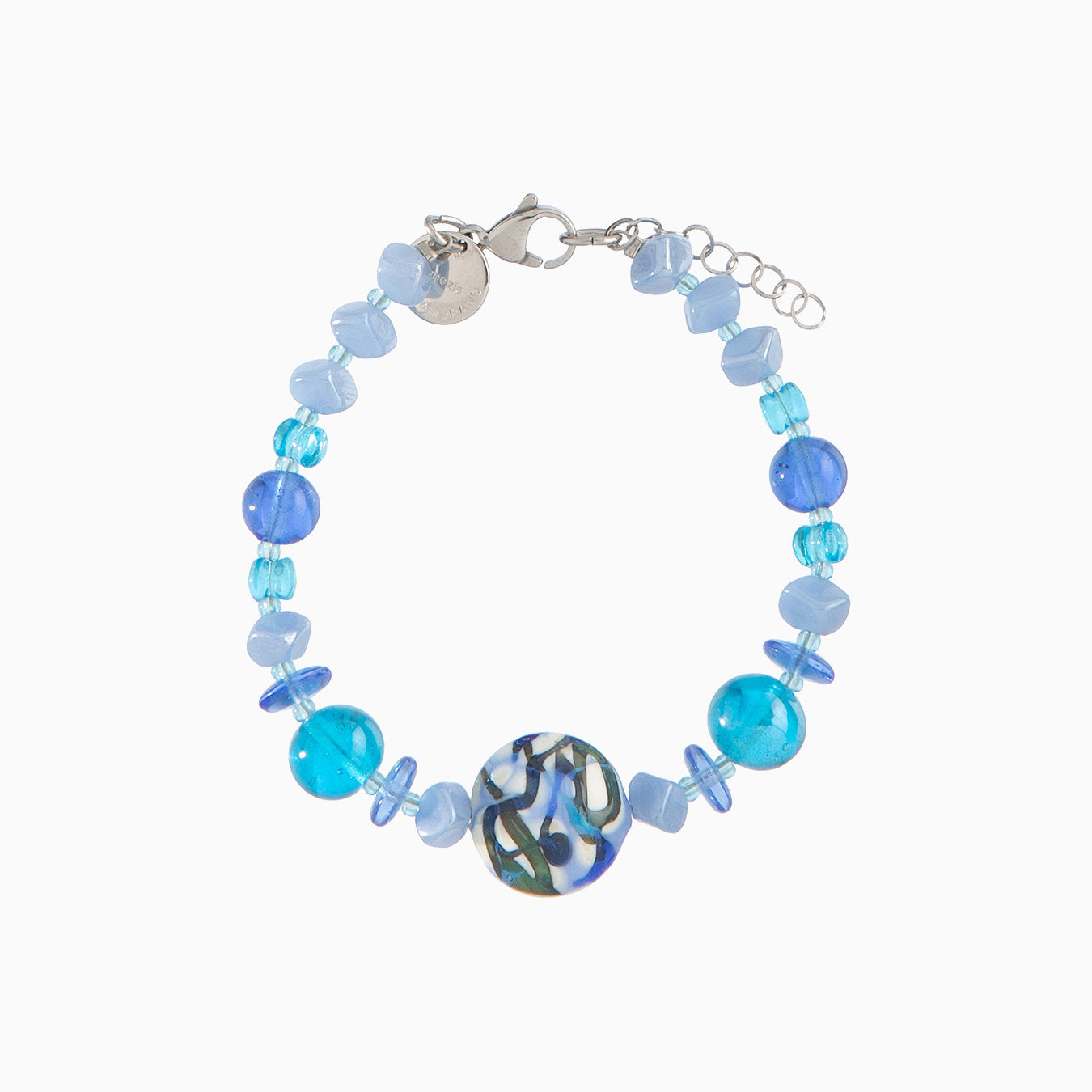 Tasnim Bracelet, Murano glass with Rhodium  Finish over Brass and Stainless Steel, Made in Italy – Tasnim Collection