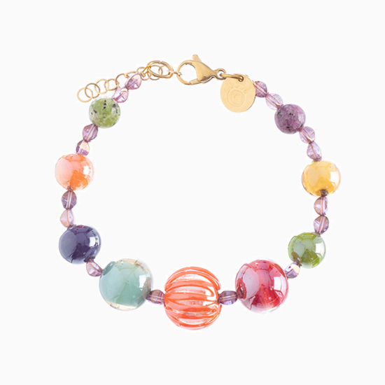 Gea Bracelet, Murano glass with 18KT Gold Finish over Stainless Steel, Made in Italy – Gea Collection