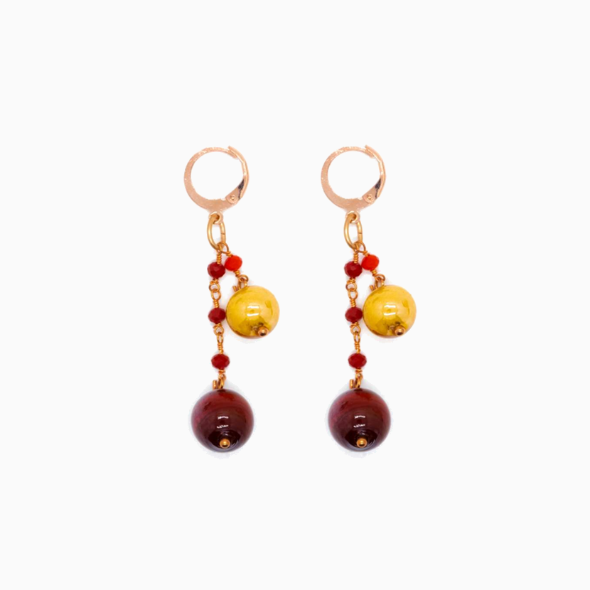 Bubble Earrings, Murano glass with 18KT Gold Finish over Brass, Made in Italy – Bubble Collection