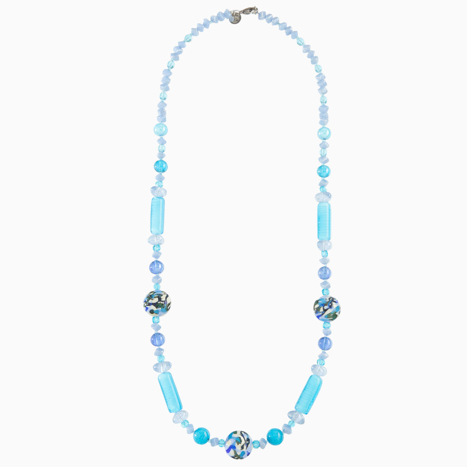 Tasnim Opera Necklace, Murano glass with Rhodium  Finish over Brass, Made in Italy – Tasnim Collection