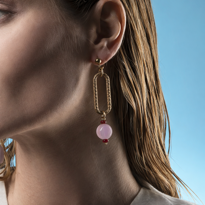 Breeze Collections - Murano Glass Link Drop Earrings hover image