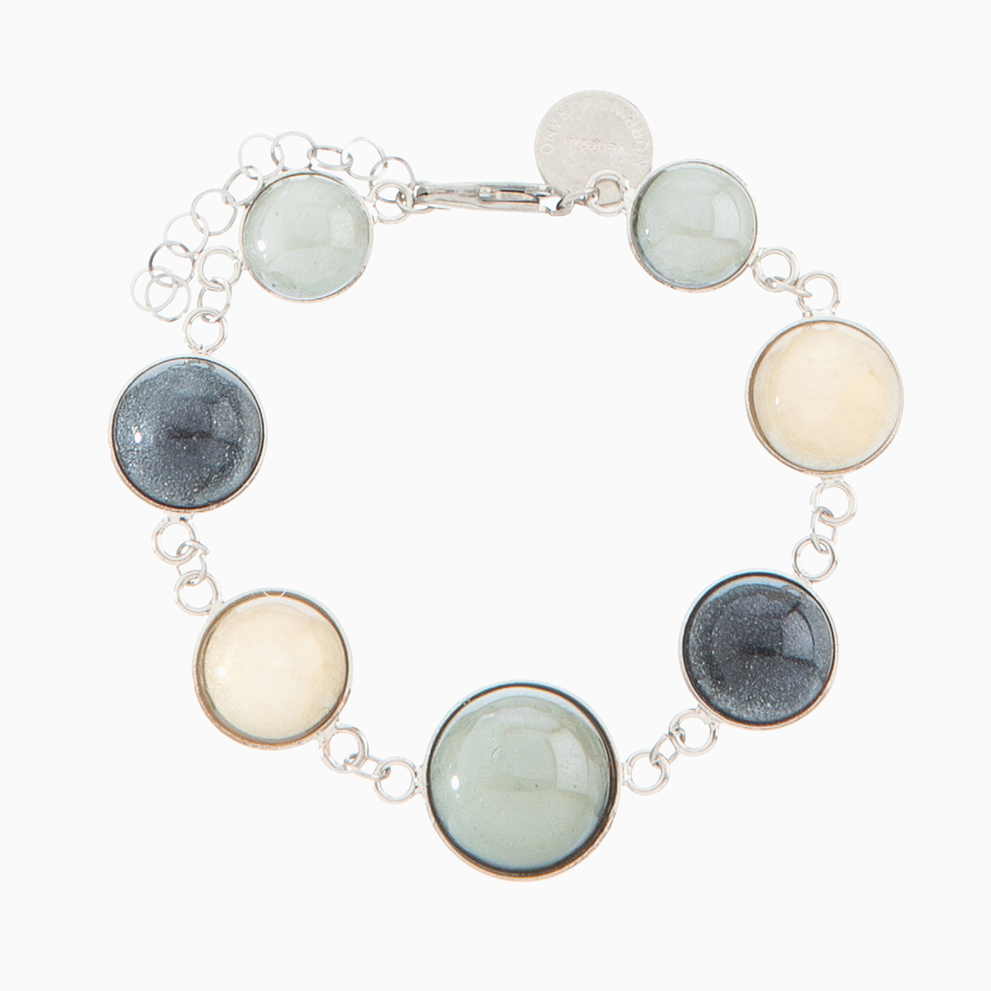 Audrey Bracelet, Murano glass with Rhodium  Finish over Brass. Stainless Steel Clasp. Made in Italy – Audrey Collection


