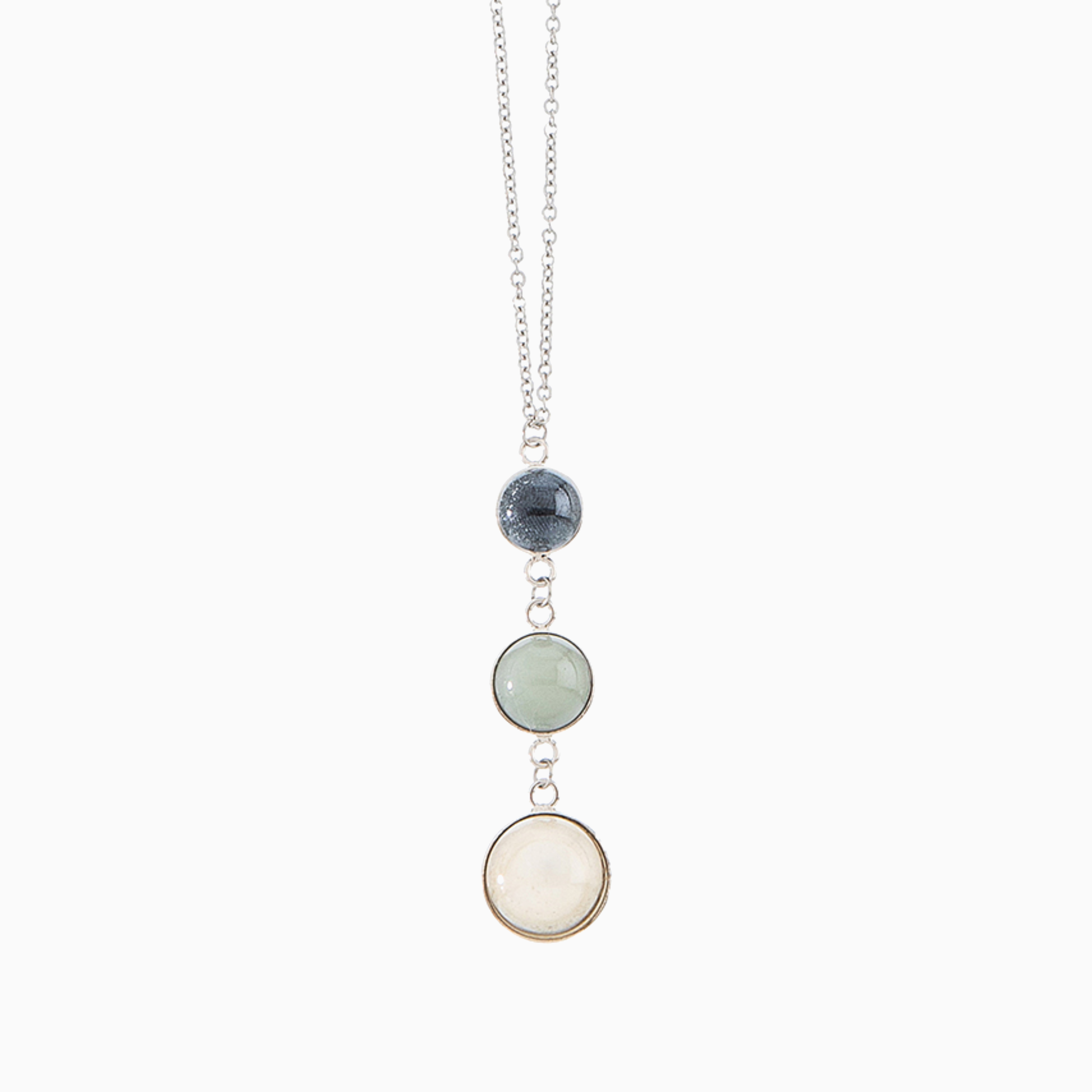 Audrey Pendant Necklace, Murano glass with Rhodium Finish over Brass, Made in Italy – Audrey Collection
