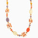 Coral Bay opera necklace in Murano glass with 18KT gold finish over brass, Made in Italy — front view.