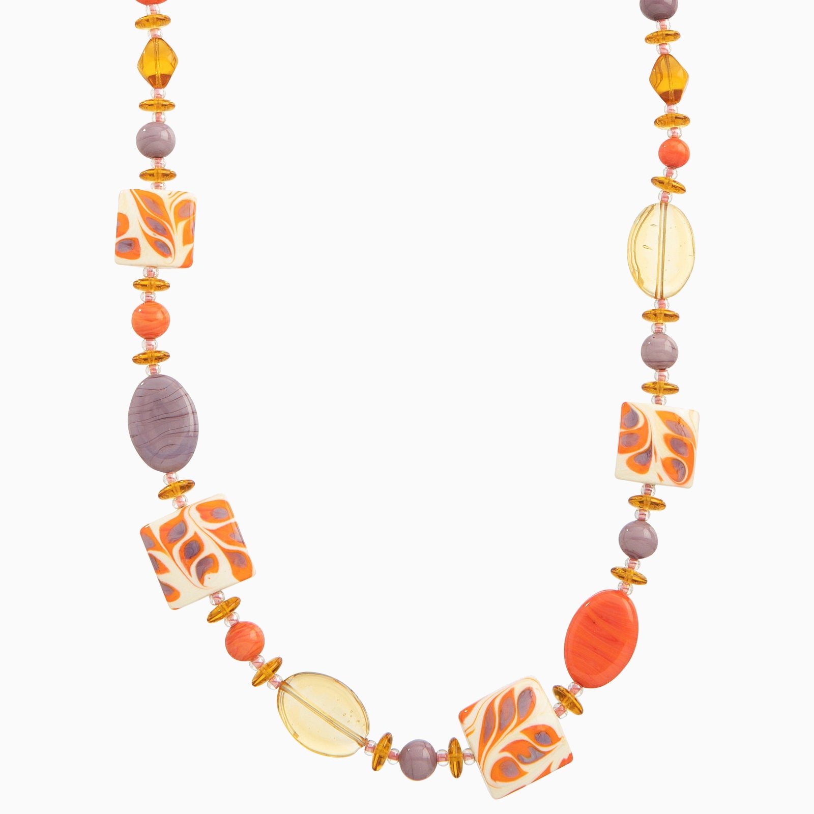 Coral Bay Opera Necklace, Murano glass with 18KT Gold Finish over Brass, Made in Italy – Coral Bay Collection