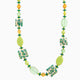 Coral Bay Murano glass opera necklace, 18KT gold finish over brass — detail of the millefiori beadwork.