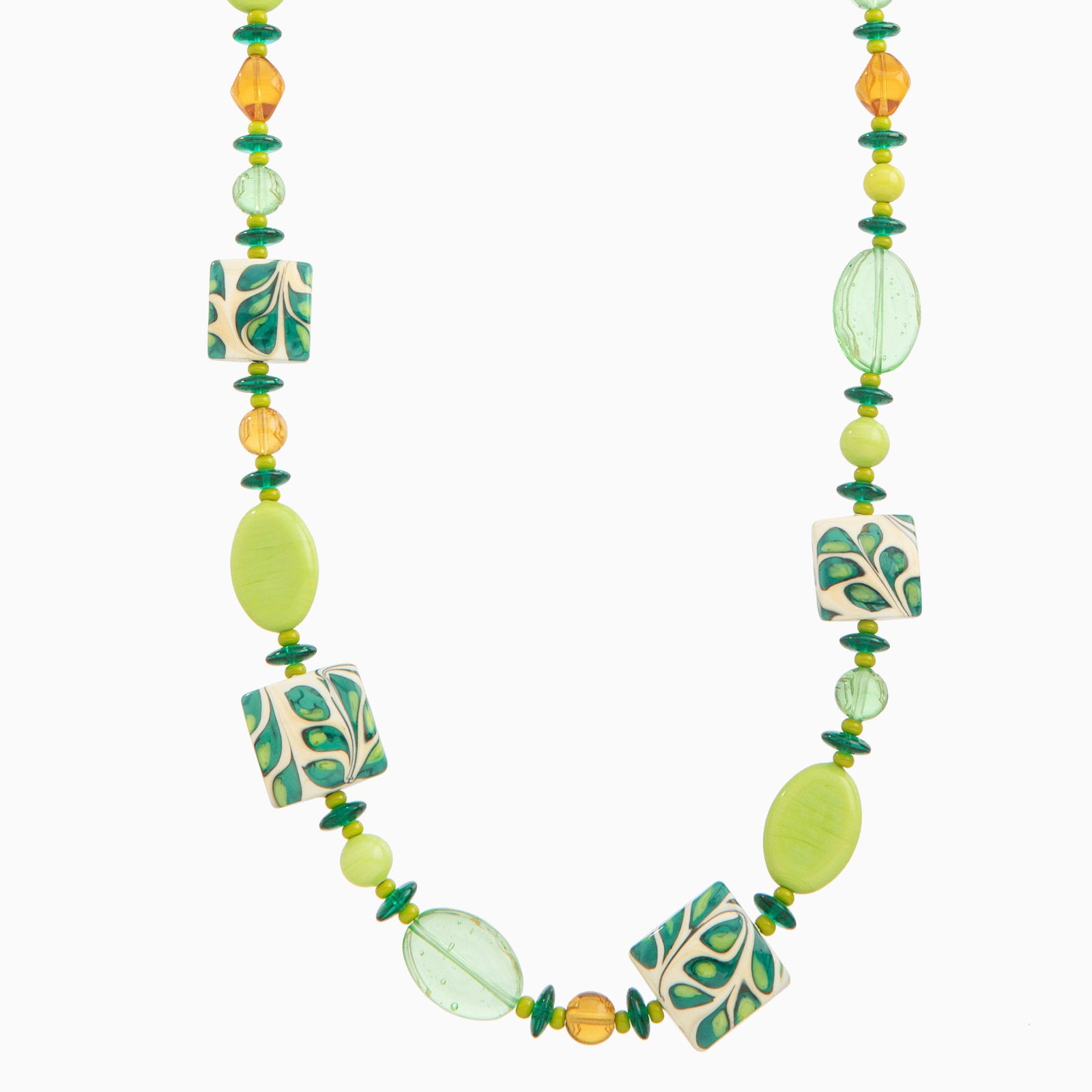 Coral Bay Opera Necklace, Murano glass with 18KT Gold Finish over Brass, Made in Italy – Coral Bay Collection