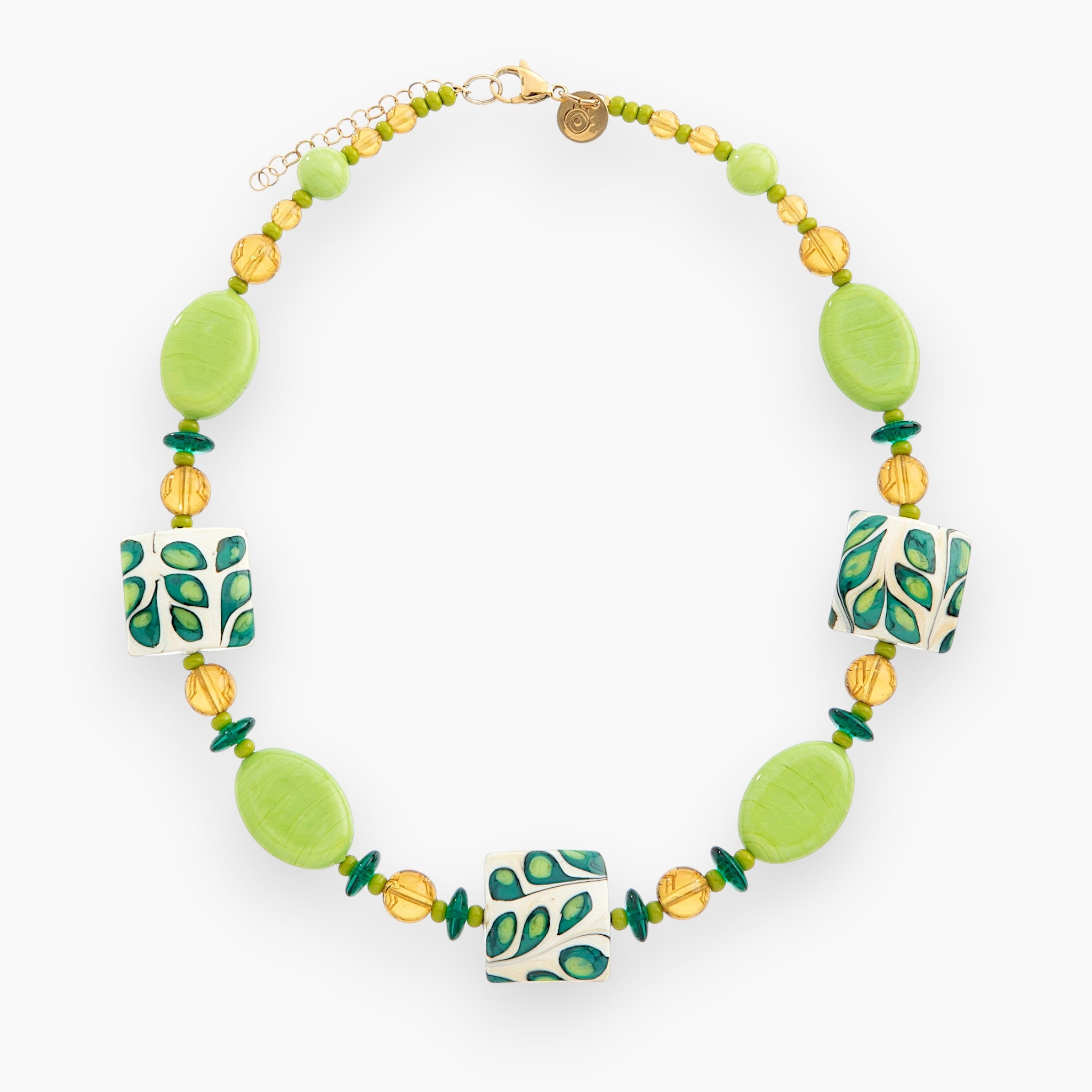Coral Bay Necklace Collier, Murano glass with 18KT Gold Finish over Brass , Made in Italy – Coral Bay Collection