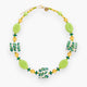Coral Bay necklace collier in Murano glass with 18KT gold finish over brass, Made in Italy — front view.