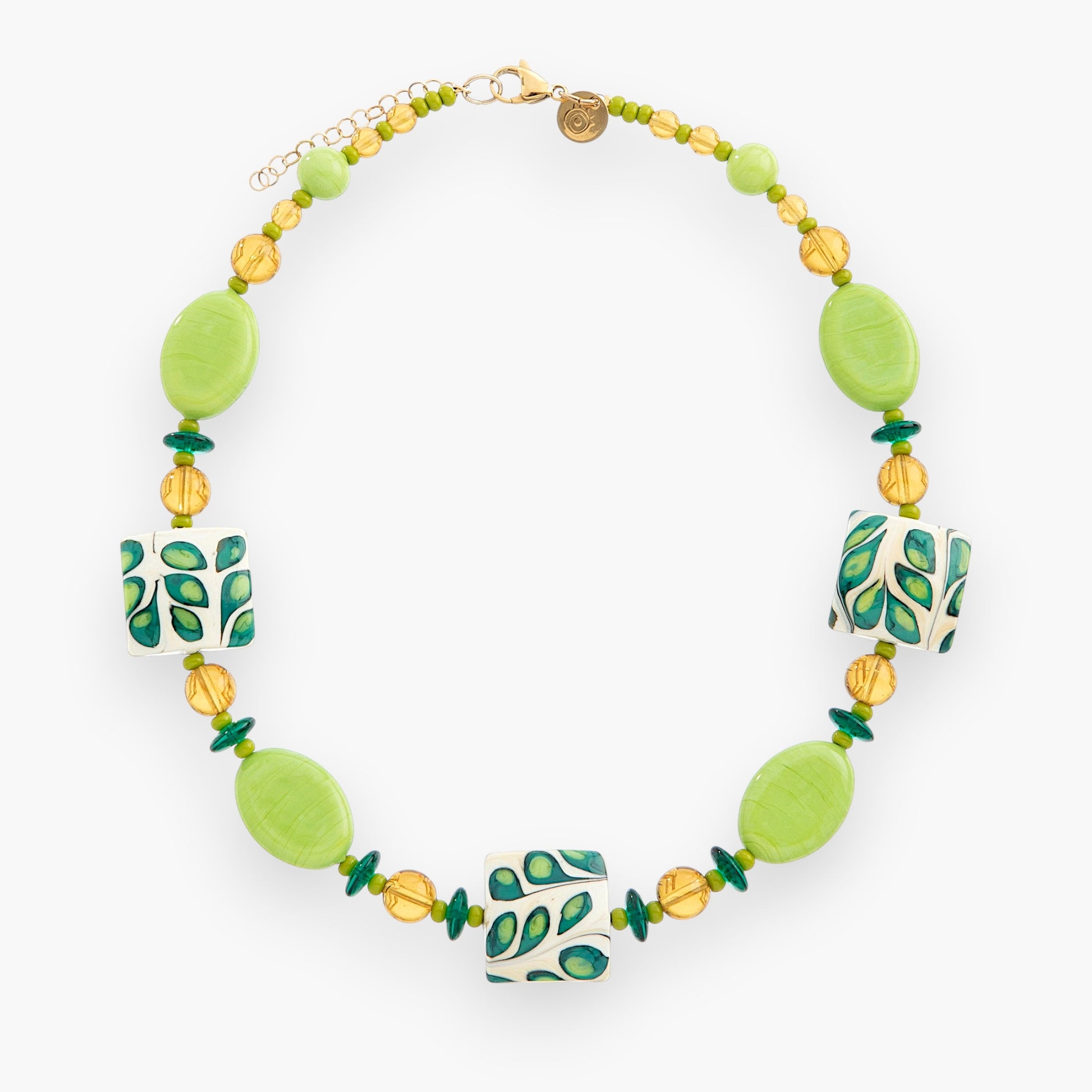 Coral Bay Necklace Collier, Murano glass with 18KT Gold Finish over Brass , Made in Italy – Coral Bay Collection