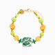 Close-up of the Coral Bay Murano glass bracelet showing the millefiori-style cube beads and gold-finish clasp.