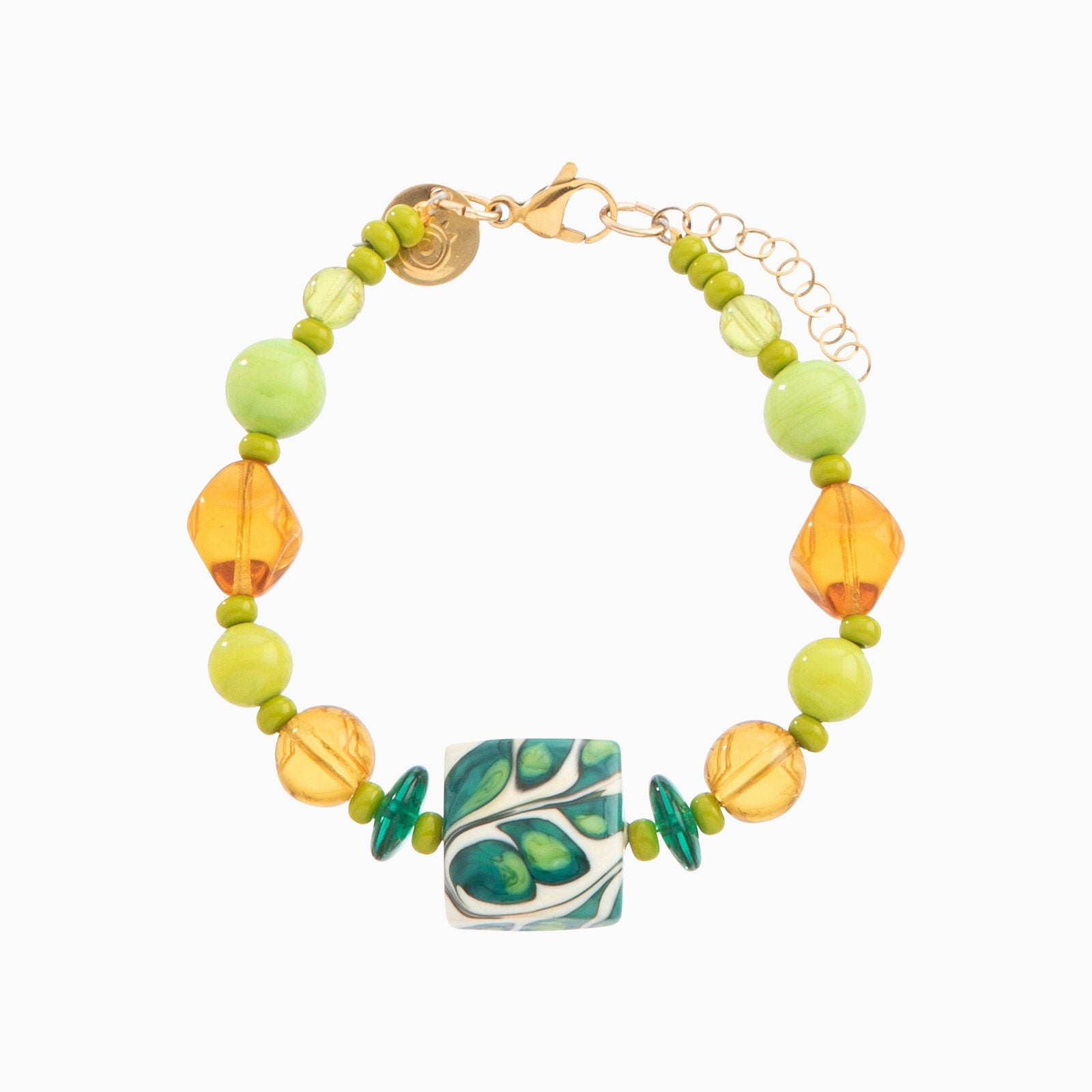 Coral Bay Bracelet, Murano glass with 18KT Gold Finish over Brass, Made in Italy – Coral Bay Collection