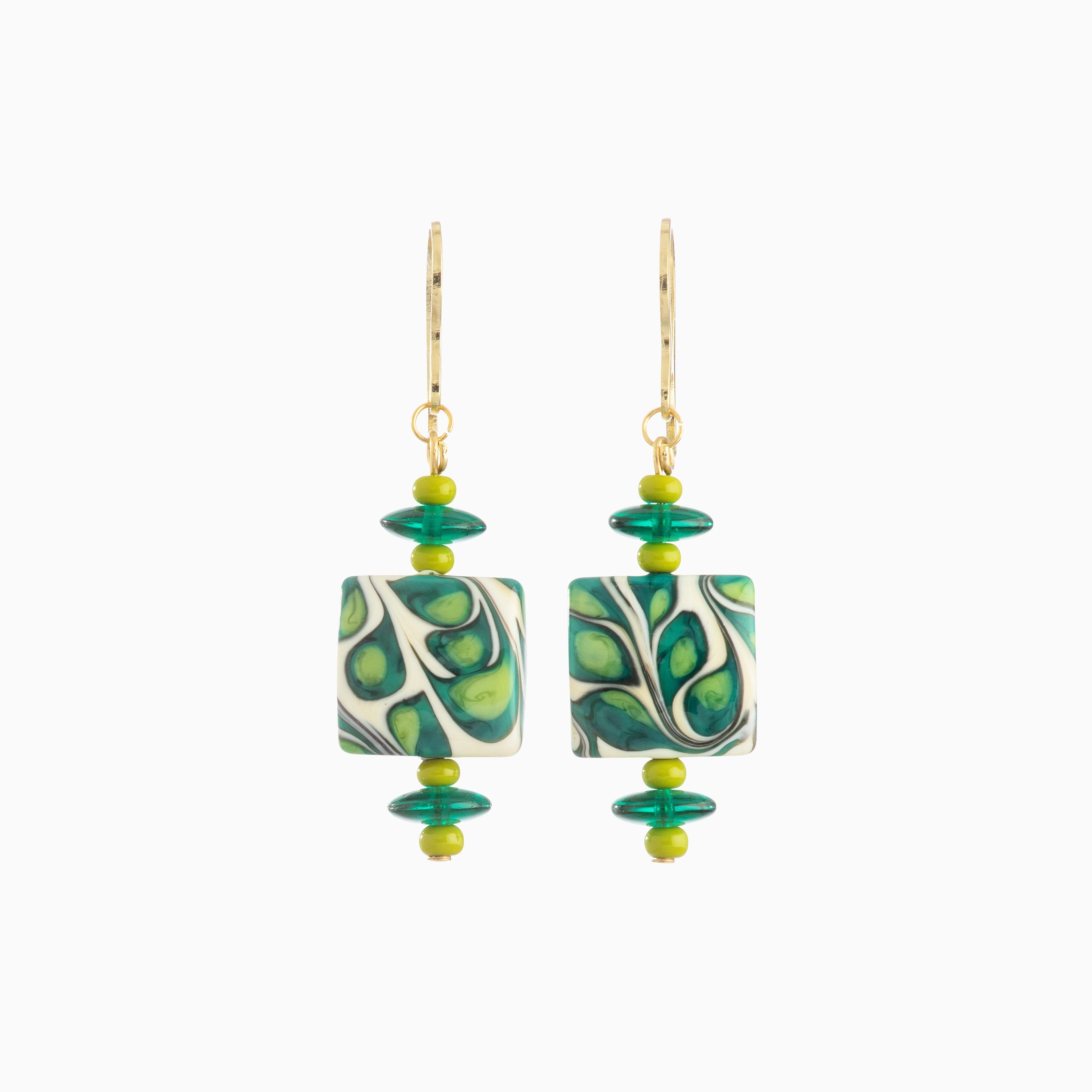 Coral Bay Earrings, Murano glass with 18KT Gold Finish over Brass and Stainless Steel hooks, Made in Italy – Coral Bay Collection
