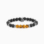 Etna Collection men’s bracelet with lava stone and agate beads, stainless steel and brass accents, adjustable fit, contemporary Italian design.