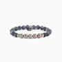 Etna Collection men's bracelet with lava stone and agate beads, stainless steel and brass accents, adjustable fit, contemporary Italian design — angled view.