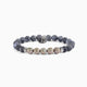 Etna Collection men's bracelet with lava stone and agate beads, stainless steel and brass accents, adjustable fit, contemporary Italian design — detail of the beads.