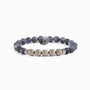 Etna Collection men's bracelet with lava stone and agate beads, stainless steel and brass accents, adjustable fit, contemporary Italian design — detail of the beads.