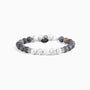 Etna Collection men's bracelet with lava stone and agate beads, stainless steel and brass accents, adjustable fit, contemporary Italian design — side view.