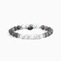 Etna Collection men's bracelet with lava stone and agate beads, stainless steel and brass accents, adjustable fit, contemporary Italian design — close-up.