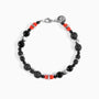 Borghese men’s bracelet with hematite and lava stone, rhodium finish over stainless steel and brass, 20 cm length, contemporary Italian design.