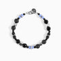 Borghese men’s bracelet with hematite and lava stone, rhodium finish over stainless steel and brass, 20 cm length, contemporary Italian design.