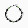 Borghese men’s bracelet with hematite and lava stone, rhodium finish over stainless steel and brass, 20 cm length, contemporary Italian design.
