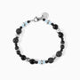 Borghese men’s bracelet with hematite and lava stone, rhodium finish over stainless steel and brass, 20 cm length, contemporary Italian design.