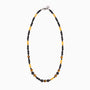 Glera Collection men’s necklace with lava stone beads and rhodium finish over stainless steel and brass, 50 cm length.
