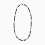 Glera Collection men's necklace with lava stone beads and rhodium finish over stainless steel and brass, 50 cm length — detail of the lava stone beads.
