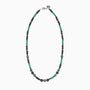 Glera Collection men's necklace with lava stone beads and rhodium finish over stainless steel and brass, 50 cm length — angled view.