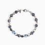 Babich men’s bracelet with agate and hematite stones, rhodium finish over stainless steel and brass, 7.9 inches, contemporary Italian design.