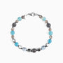 Babich men’s bracelet with agate and hematite stones, rhodium finish over stainless steel and brass, 7.9 inches, contemporary Italian design.