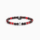 Husk Collection men’s bracelet with tiger eye, jasper, labradorite and stainless steel, rhodium finish, adjustable length.