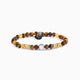 Husk Collection men's bracelet with tiger eye, jasper, labradorite and stainless steel, rhodium finish, adjustable length — side view.