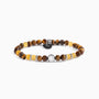 Husk Collection men's bracelet with tiger eye, jasper, labradorite and stainless steel, rhodium finish, adjustable length — side view.